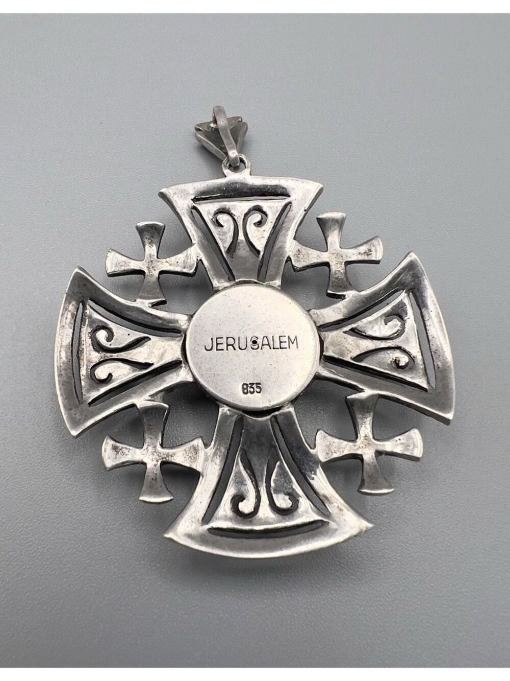 Vintage Jerusalem Cross Crusaders Silver Marcasite Purple Stone Pendant - Picture 5 of 8